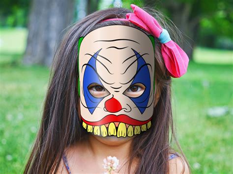 Scary Clown Mask Printable, Paper DIY for Kids and Adults. PDF Template ...