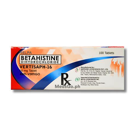 VERTISAPH 16 Betahistine DiHcl 16mg Tablet 1 S Price In The Philippines