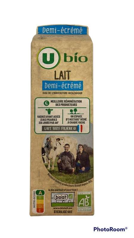 Lait UHT demi écrémé BIO U Bio 1 L La Belle Vie Courses en Ligne