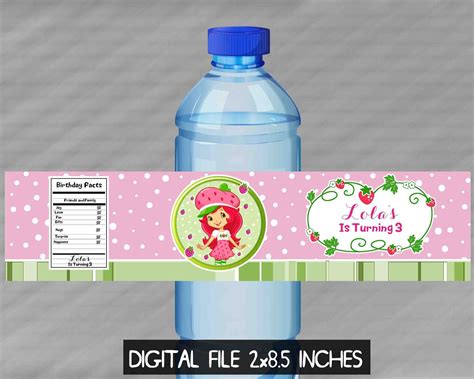 Strawberry Shortcake Water Bottle Label Etsy