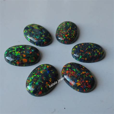 Pcs Lot Op Black Oval Flat Bottom Opal X Mm Oval Cabochon Opal