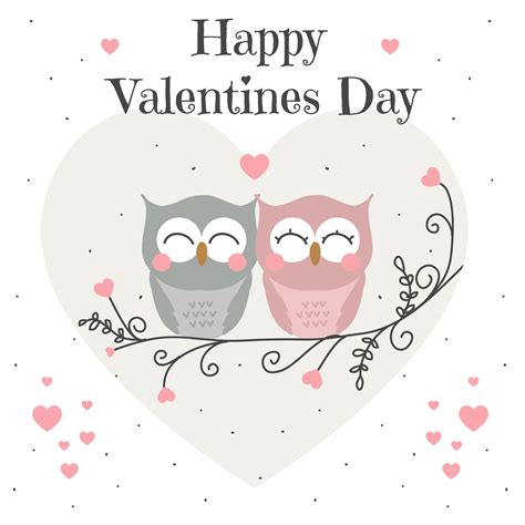 Owls Valentine Card Vector Owl Valentines Valentines Cards