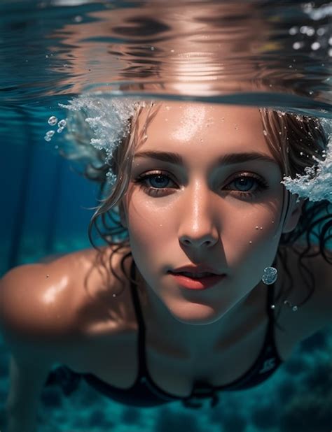 Premium Ai Image Underwater Woman Portrait