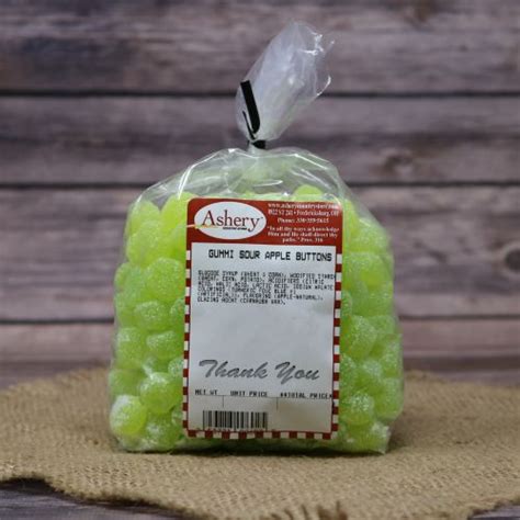 Gummi Sour Apple Buttons Ashery Country Store