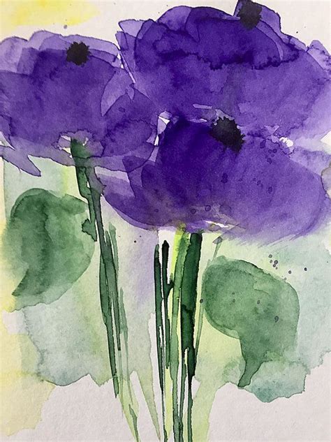 Abstract Purple Floral World Art Print By Britta Zehm Watercolor