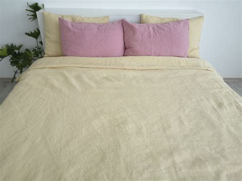 Pastel Yellow Linen Duvet Cover 1 Duvet Cover Softened Etsy