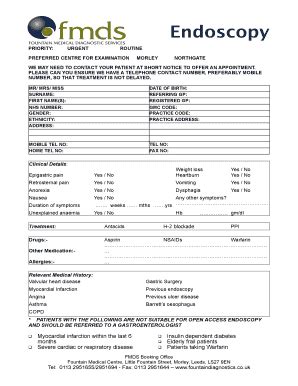 Fillable Online Endoscopy Referral Form Fountain Medical Diagnostic