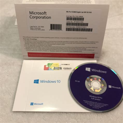 Microsoft Windows Pro Bit Eng Intl Pk Dsp Oei Dvd Fqc