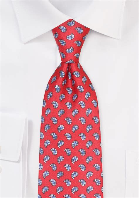 Bright Red Paisley Tie Bold Red Necktie With Paisley Print Bows N