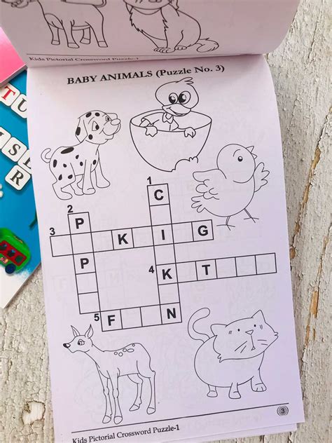 Kids Pictorial Crossword Puzzle Line Shopping