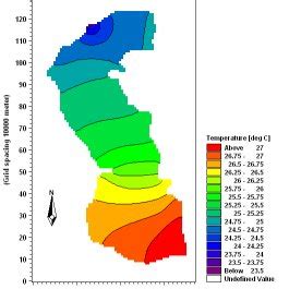 mean monthly salinity pattern at depth of 50 m in the Caspian Sea in ...