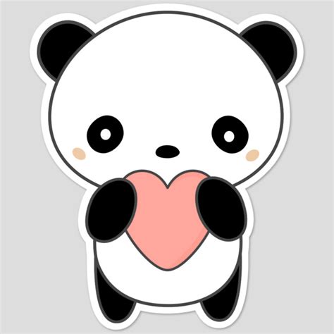 Kawaii Cute Panda With A Heart Sticker By Happinessinatee Design By Humans