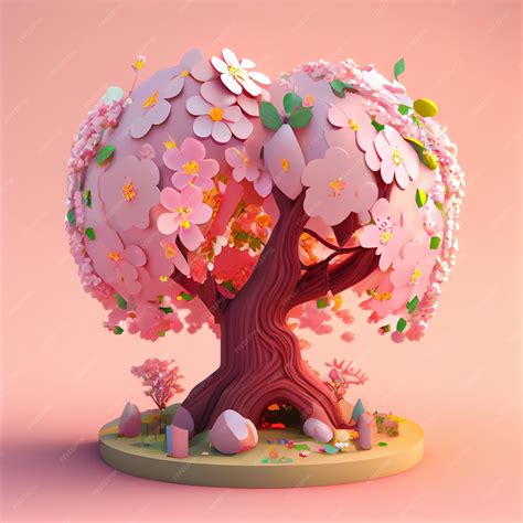 Premium Photo | Cherry blossom bonsai beautiful sakura pink miniature tree 3d render