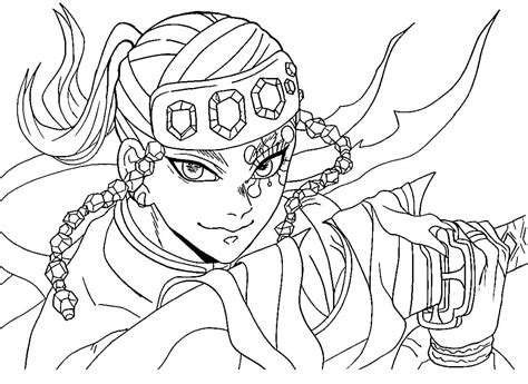 Smiling Tengen Uzui Coloring Page Free Printable Coloring Pages For Kids