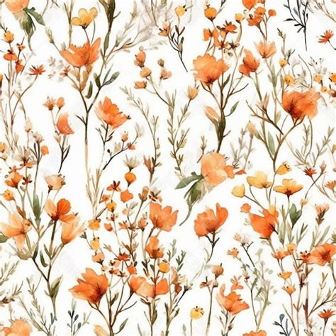 Premium Photo A Seamless Pattern With Orange Flowers And Plants