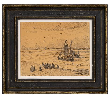 Hendrik Willem Mesdag Aquarellen Vh Te Koop Aanmerende Bomschuiten