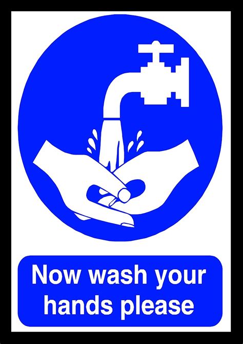 Large Now Wash Your Hands Please Warning Safety Metal Wall