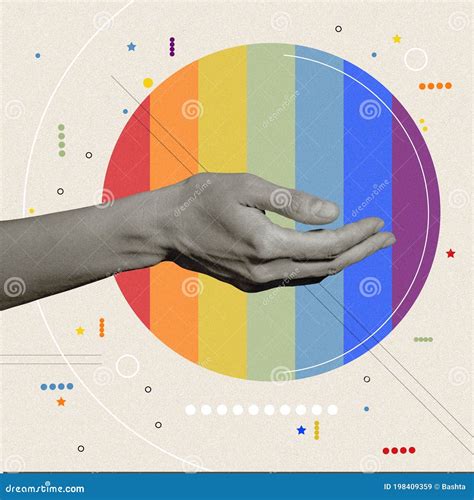Art Collage With Human Palm And LGBT Flag Pop Art Style Zine Culture Lesbian Gay Bisexual