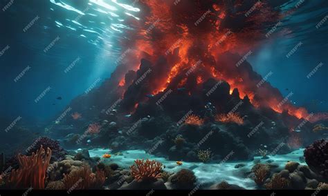 Underwater Volcanoes in the Ocean Floor | Premium AI-generated image