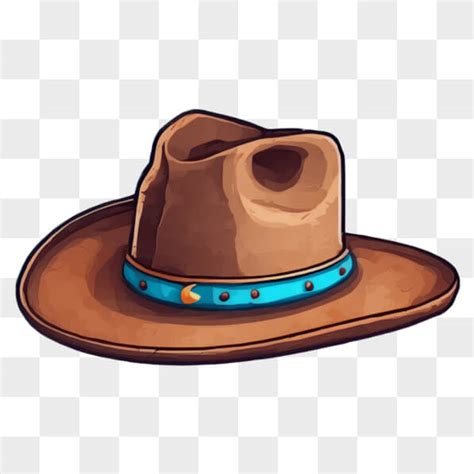 Download Western Cartoon Cowboy Hat With Blue And Brown Accents