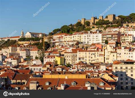 Beautiful View Old Historic City Buildings Castle Central Lisbon ...