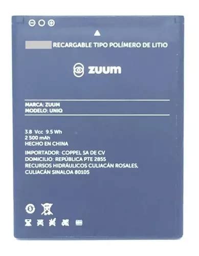 Pila Bateria Zuum Uniq 2500 Mah Original Sminva Envío gratis