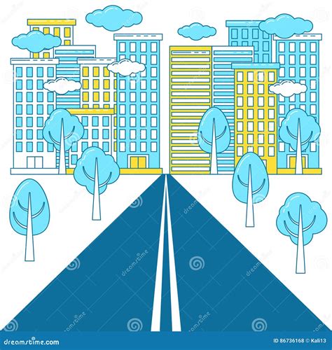 Highway Road To A Big City Stock Illustration Illustration Of