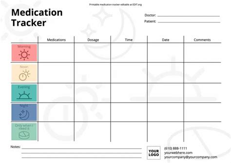 Editable Templates To Create Medication Trackers