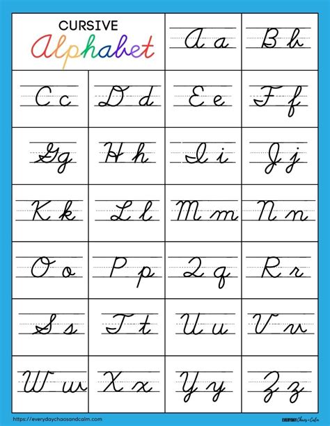 Cursive Alphabet Chart With Arrows Uppercase Cursive Alphabet Chart – Themeloader