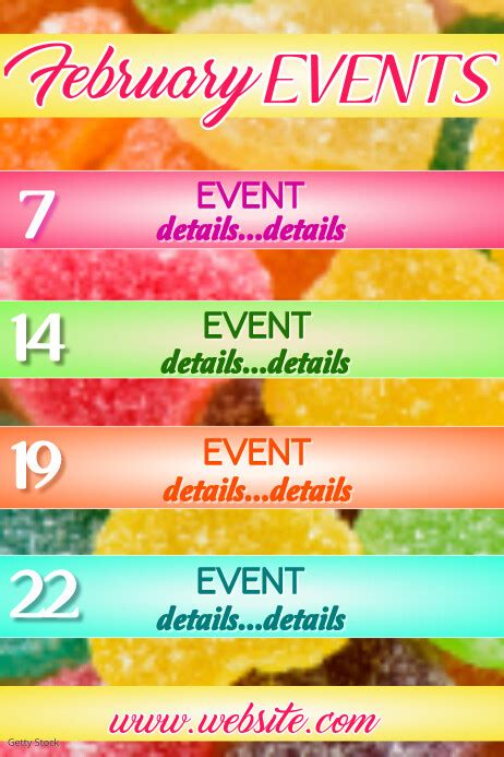 February Calendar of Events Template | PosterMyWall