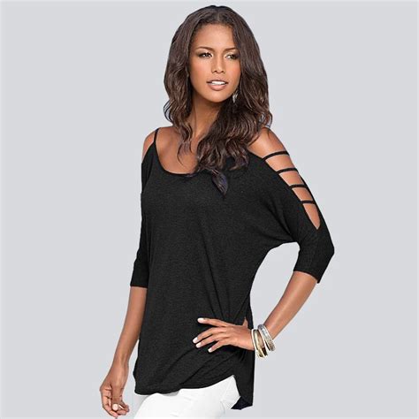 Plus Size Xxxxl 2016 Summer New Fashion 60 Cotton O Neck Long Bandage Sleeve Off The Shoulder T