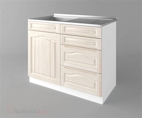 Долен кухненски шкаф с мивка с четири работещи чекмеджета с височина ...