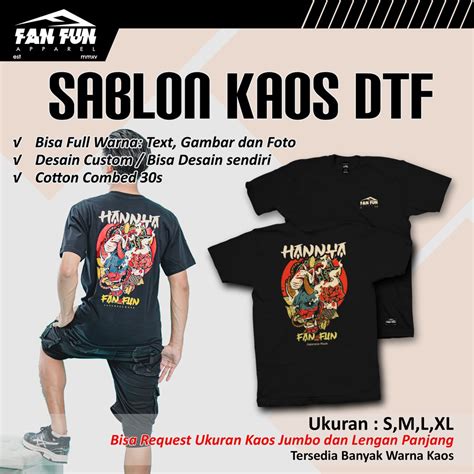 Jual Kaos Sablon Dtf Custom Satuan Full Warna Lengan Pendek S