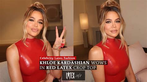 Khloe Kardashian Wows In Red Latex Crop Top Latex24 7