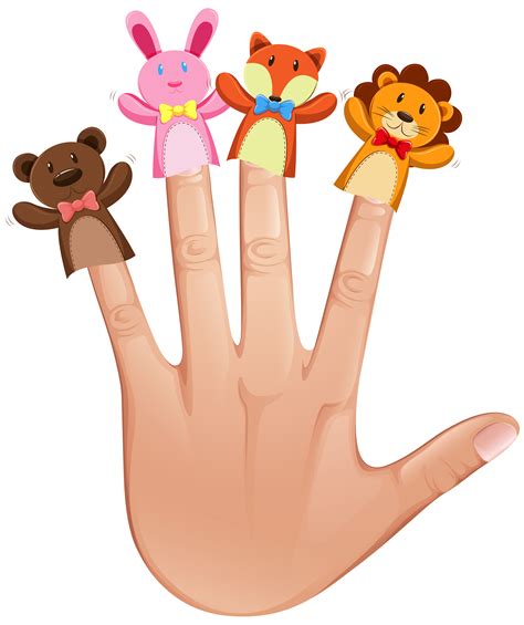 Animal finger puppets on human hand 447033 Vector Art at Vecteezy