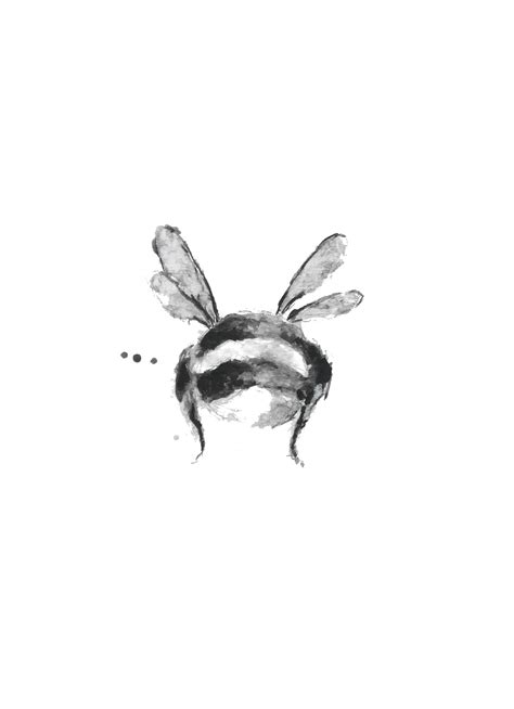 Bumble Bee Printable Art, Watercolour Prints, Set of 3, Black and White