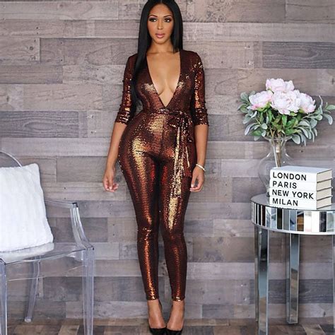 Sequin Deep Jumpsuit