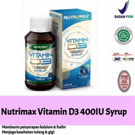 Jual Nutrimax Vitamin D3 400 IU Syrup Vitamin Kesehatan Tulang Gigi