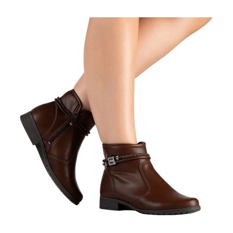 Bota Confortável Feminina Cano Curto - Bota Feminina Cano Curto Dakota Confortável Casual Antiderrapante Café