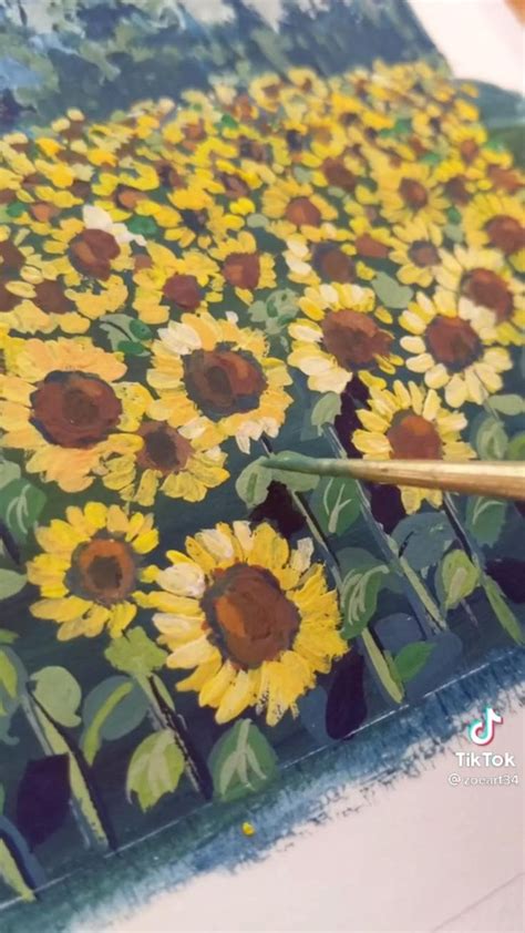 Sunflower Field Painting | Watercolor paintings nature, Sunflower ...