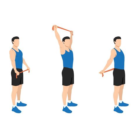 Man Doing Resistance Band Chest Opener Stretch Exercise Vector