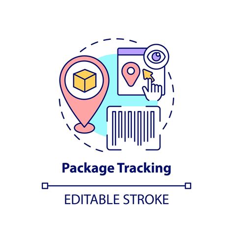 Package tracking concept icon. Global marketplace abstract idea thin
