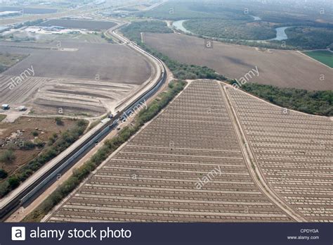 Aerial of Border Wall, fence, Hidalgo County, Lower Rio Grande Stock ...