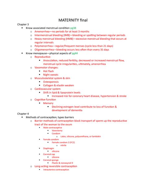 Maternityfinal Study Guide Maternity Final Chapter Know