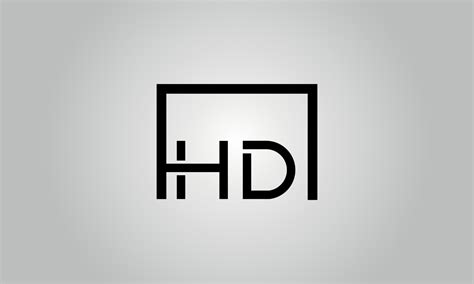 Letter HD logo design. HD logo with square shape in black colors vector free vector template ...