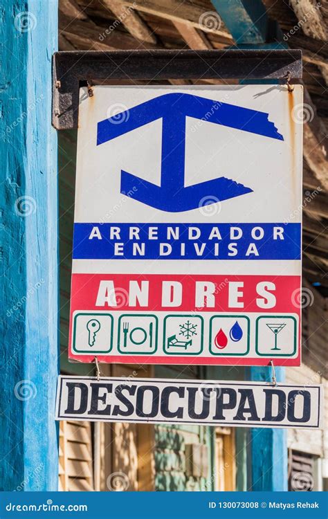 Baracoa Cuba Feb 4 2016 Sign `arrendador En Divisa` At Casa