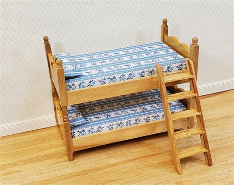 Dollhouse Bunk Beds With Ladder Light Oak 112 Scale Miniature