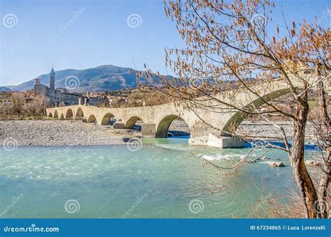 Bobbio Val Trebbia River Bridge Piacenza Emilia Romagna Stock