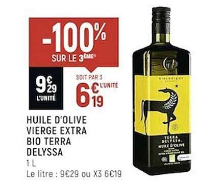 Promo Huile D Olive Vierge Extra Bio Terra Delyssa Chez Spar