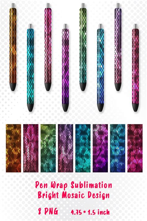 Mosaic Sublimation PNG Pen Wrap Sublimation Epoxy Pen Wrap 1360175